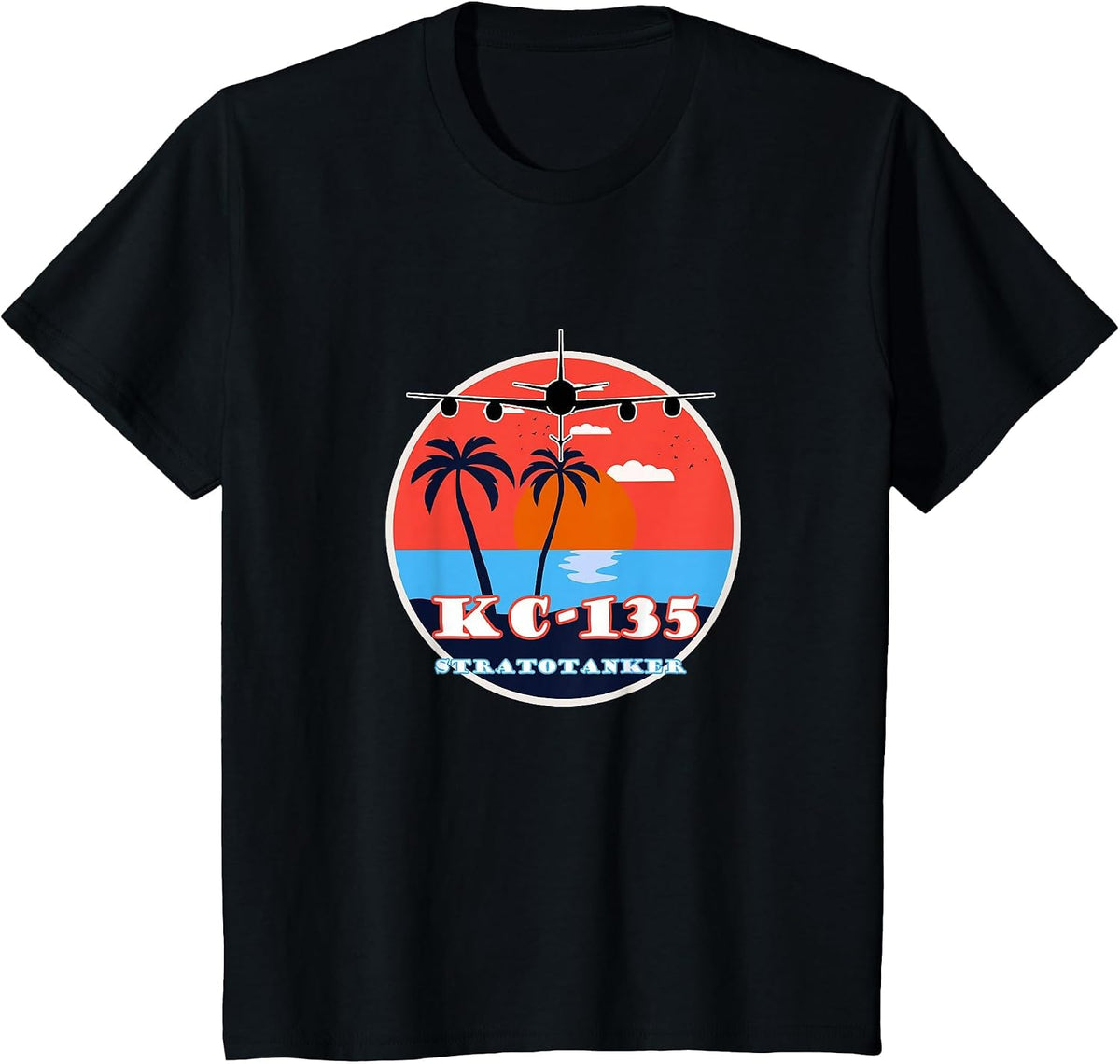 KC-135 Stratotanker Vintage Tropical Sunset Air Refueling T-Shirt - Black