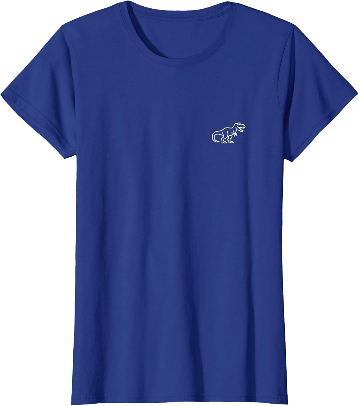 T-Rex Minimalist Badge Patch Line Art Dinosaur T-Shirt - Royal Blue