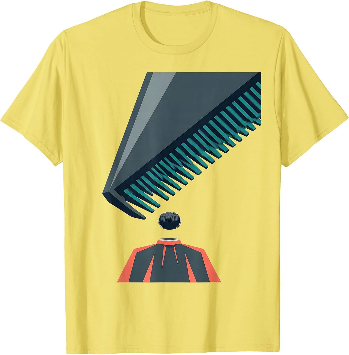 Men's Oversized Geometric Clipper Barber Humor T-Shirt - Lemon Yellow