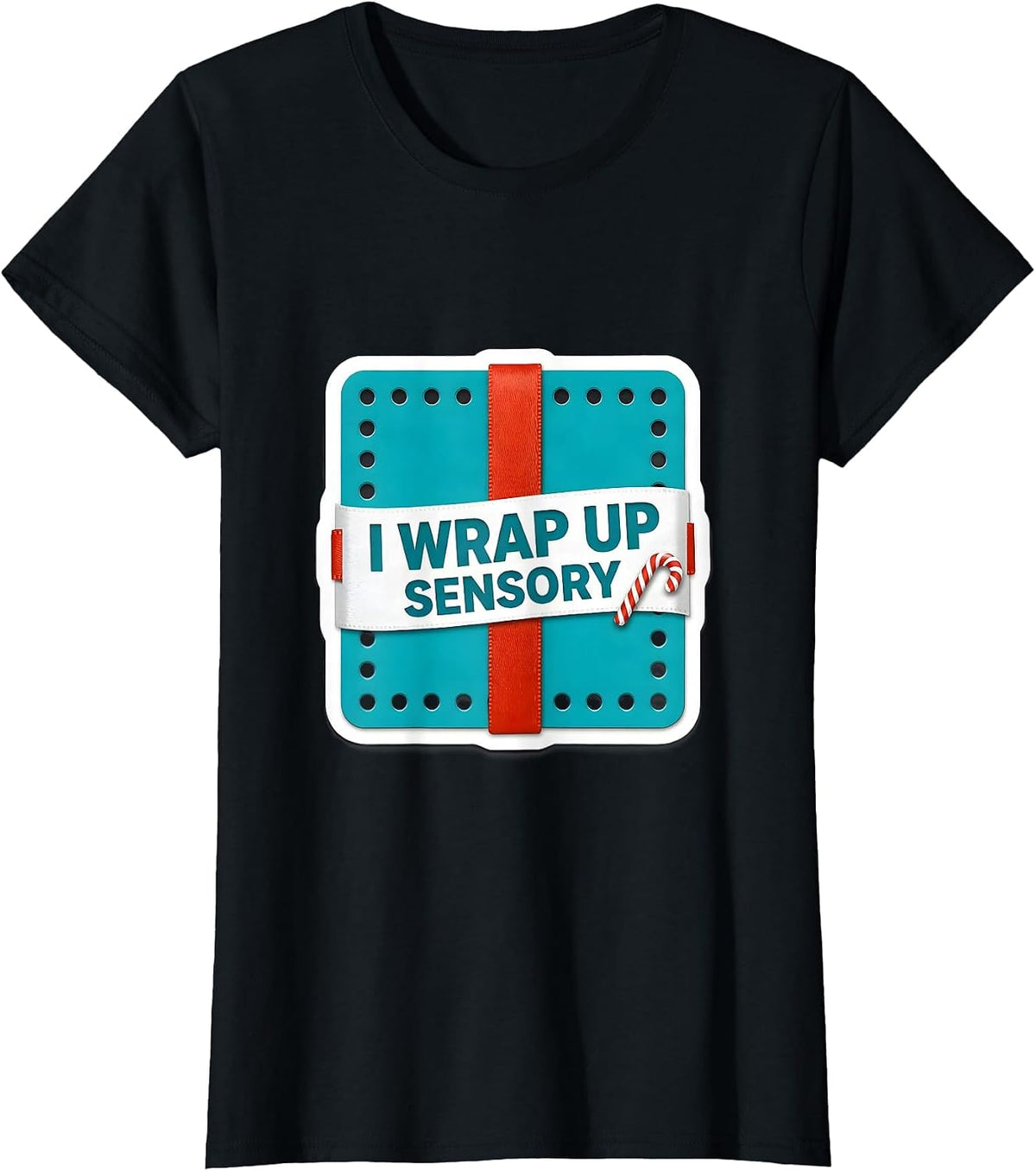 Women's I Wrap Up Sensory Occupational Therapist Christmas Holiday T-Shirt - Black
