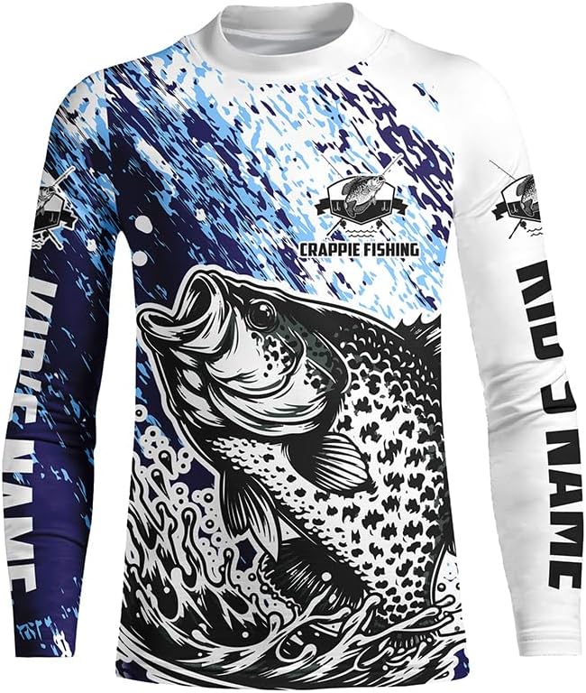 Personalized Crappie Long Sleeve Tournament Fishing Shirts, Crappie Fishing Jerseys Fishing Gifts - Kid Long Sleeves Upf