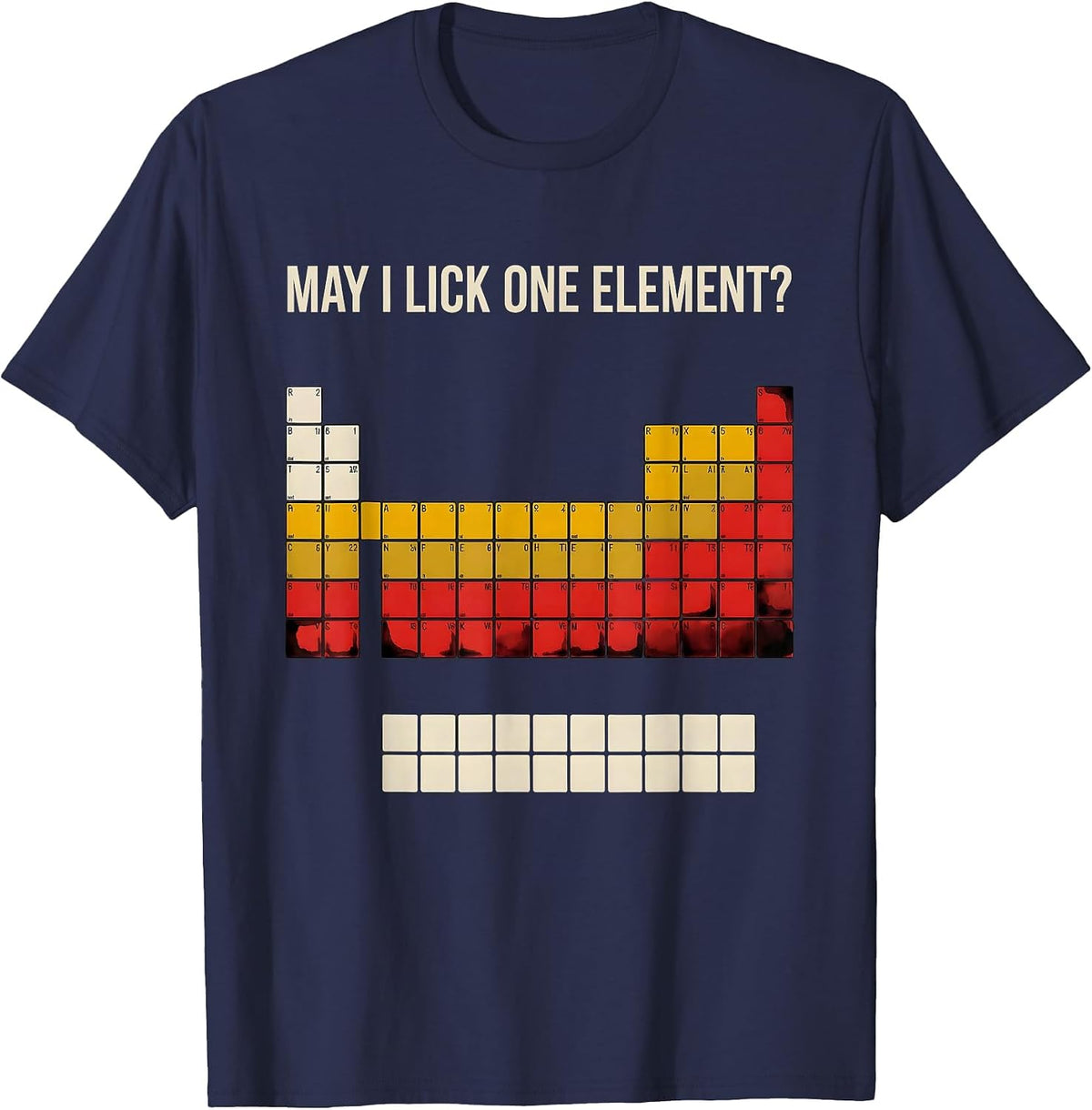 May I Lick One Element Funny Periodic Table Science Teacher T-Shirt - Navy Blue