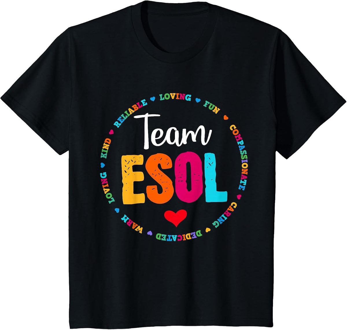Back to School Teachers Crew Students - Team ESOL Teacher T-Shirt - Black