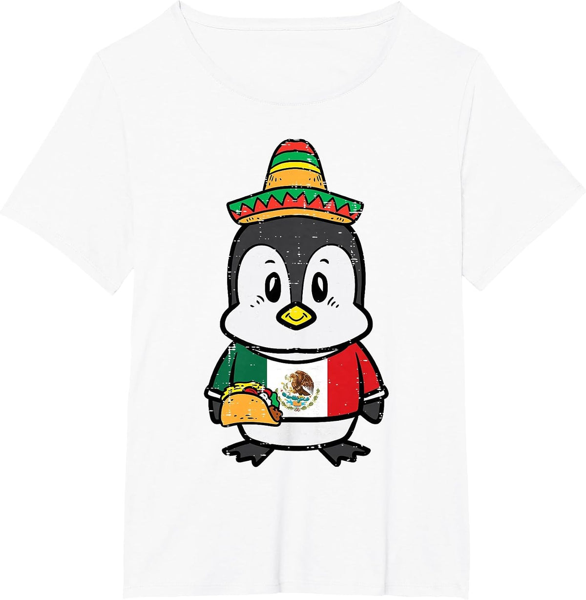 Penguin Mexico Flag Cinco De Mayo Mexican Independence Day T-Shirt - White