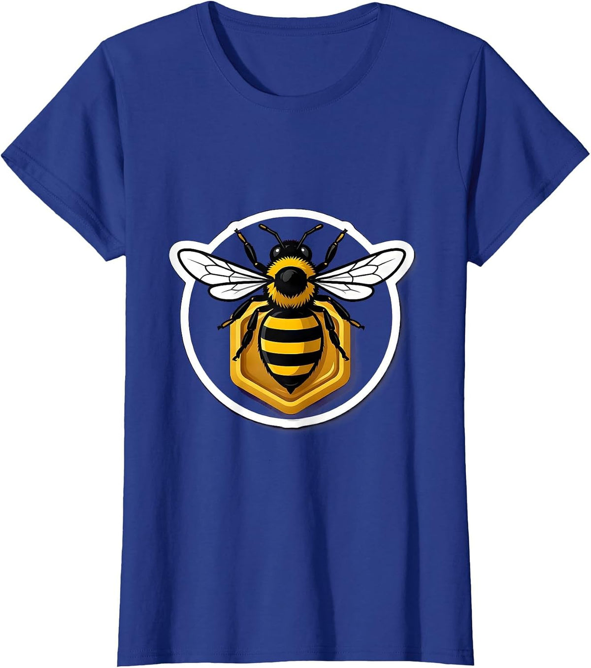 Women's Bee Badge Sticker Style Beekeeper Honey Lover T-Shirt - Royal Blue