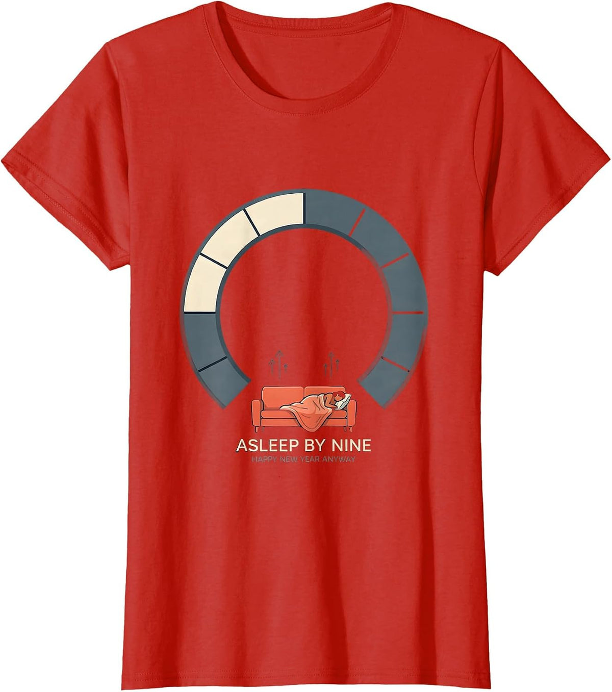 Women's Asleep By Nine Happy New Year Anyway Family Matching Cozy T-Shirt - Red