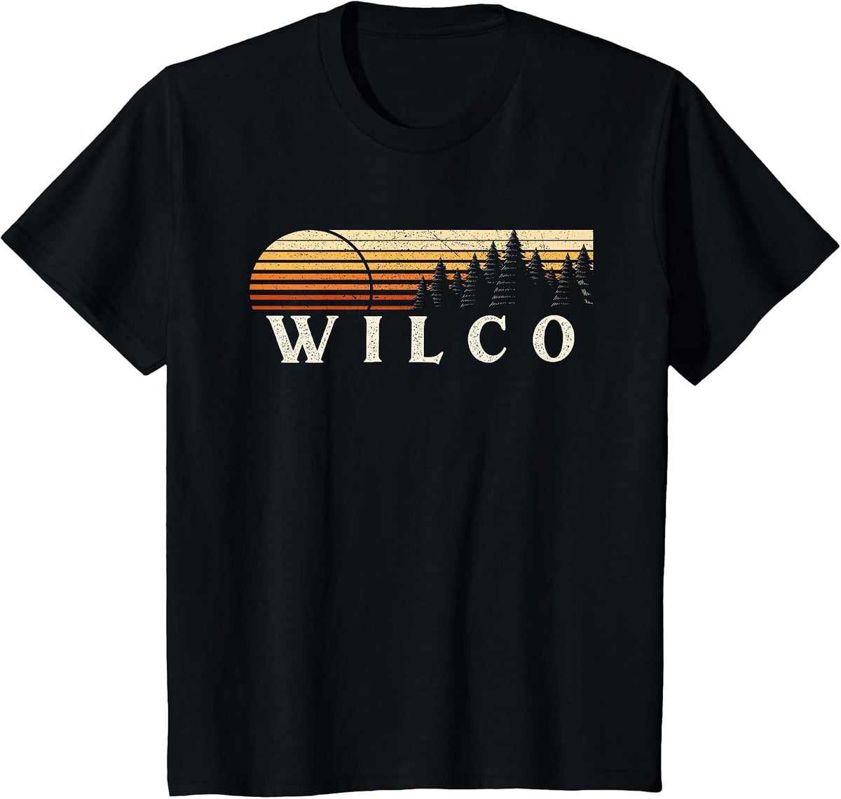 Wilco, TX Vintage Evergreen Sunset Eighties Retro T-Shirt - Black