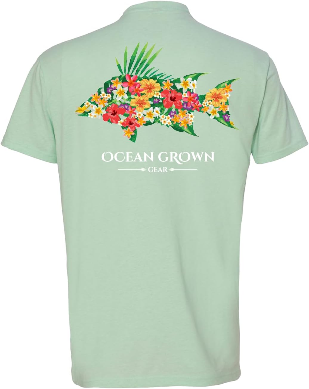 Ocean Grown Men's Graphic Fishing Tee, Nautical Offshore Hogfish - Mint
