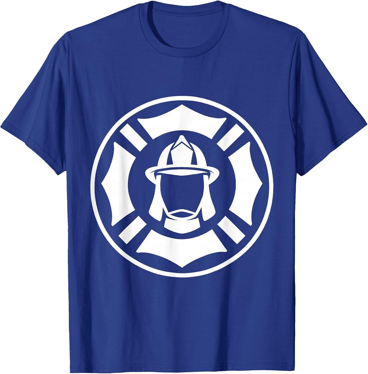 Firefighter Badge Silhouette Patriotic Thin Red Line Tribute T-Shirt - Royal Blue
