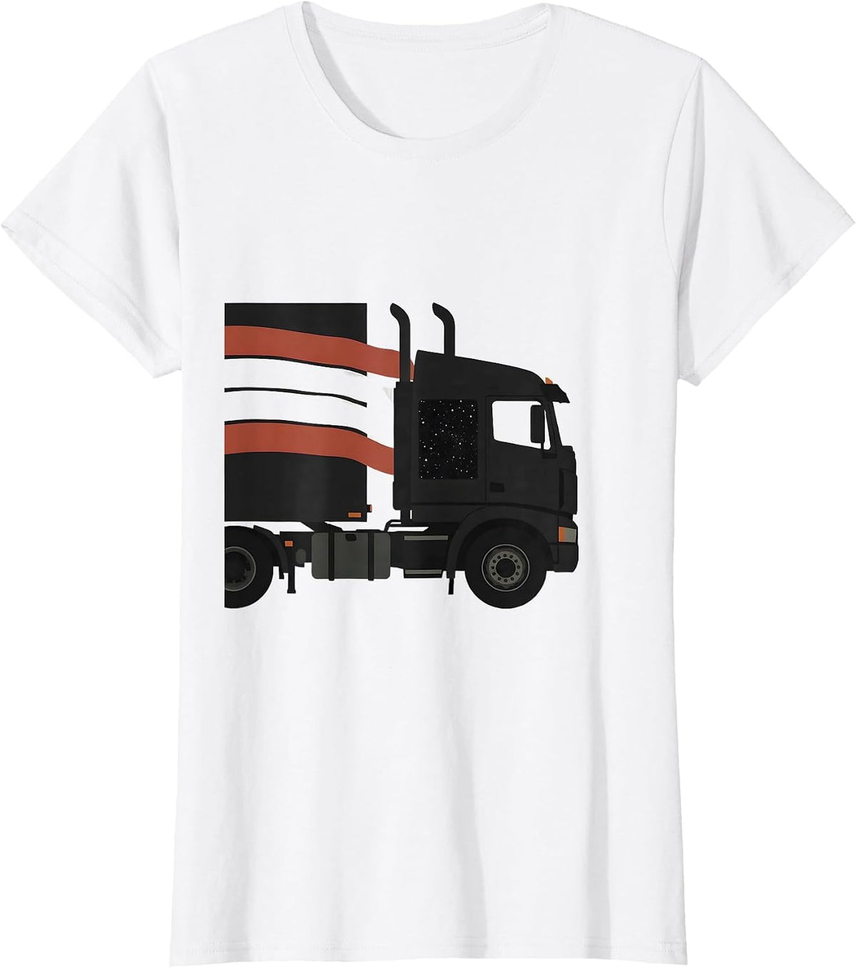 Semi Trailer American Flag Patriotic Trucker Driver T-Shirt - White