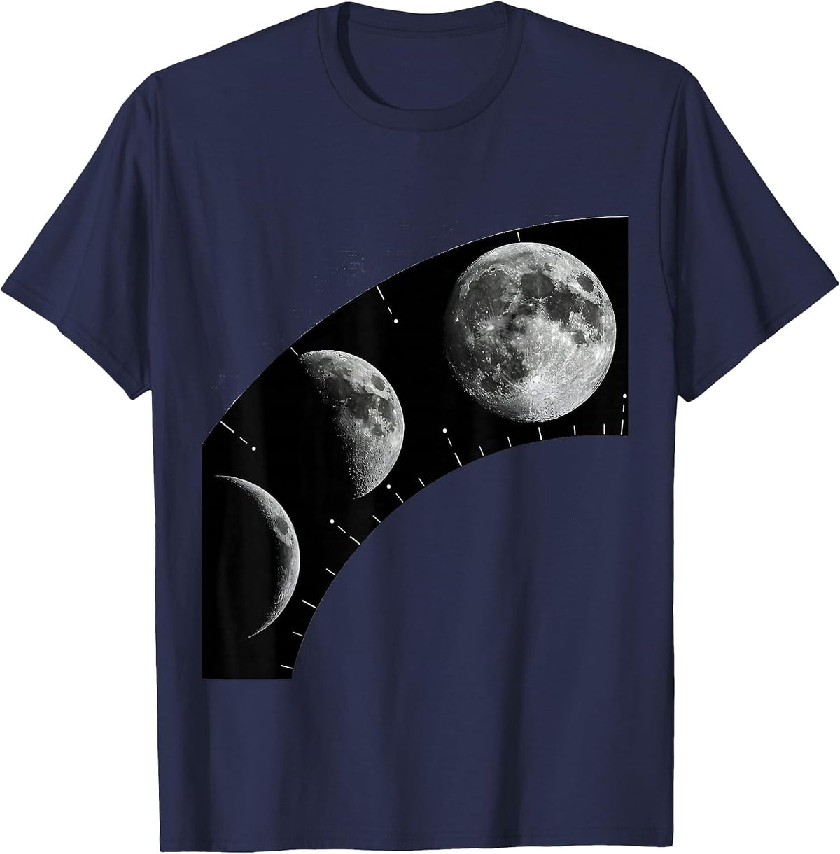 Men's Lunar Phase Arc Monochromatic Astronomy Enthusiast Graphic T-Shirt - Navy Blue