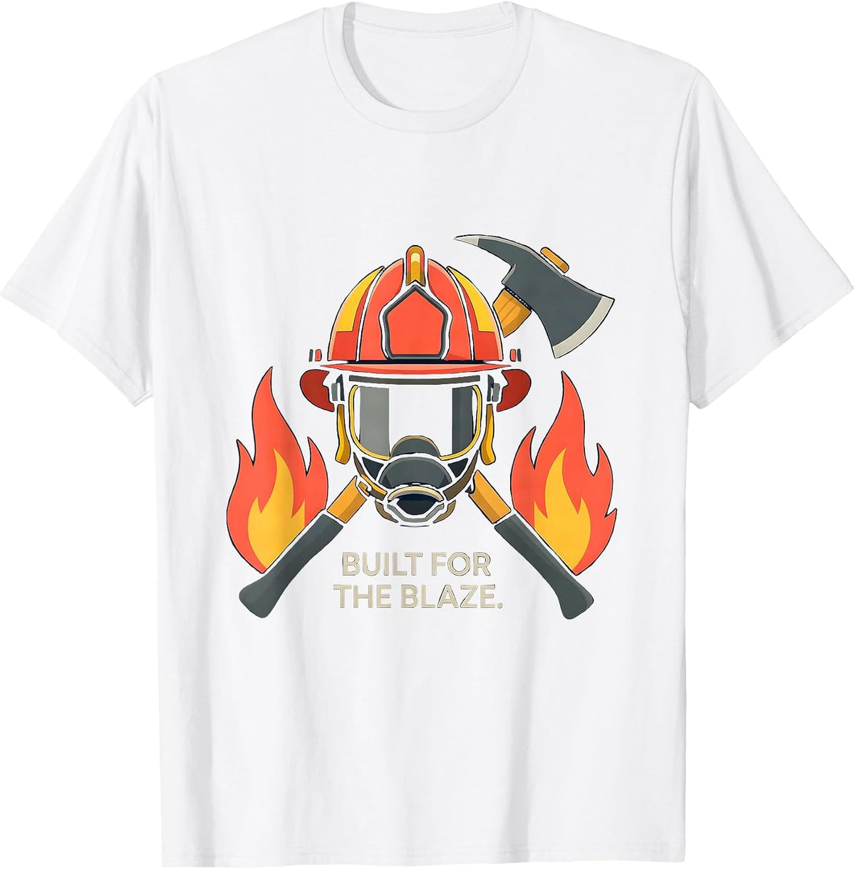 Built for the Blaze Firefighter Graphic Design T-Shirt - White