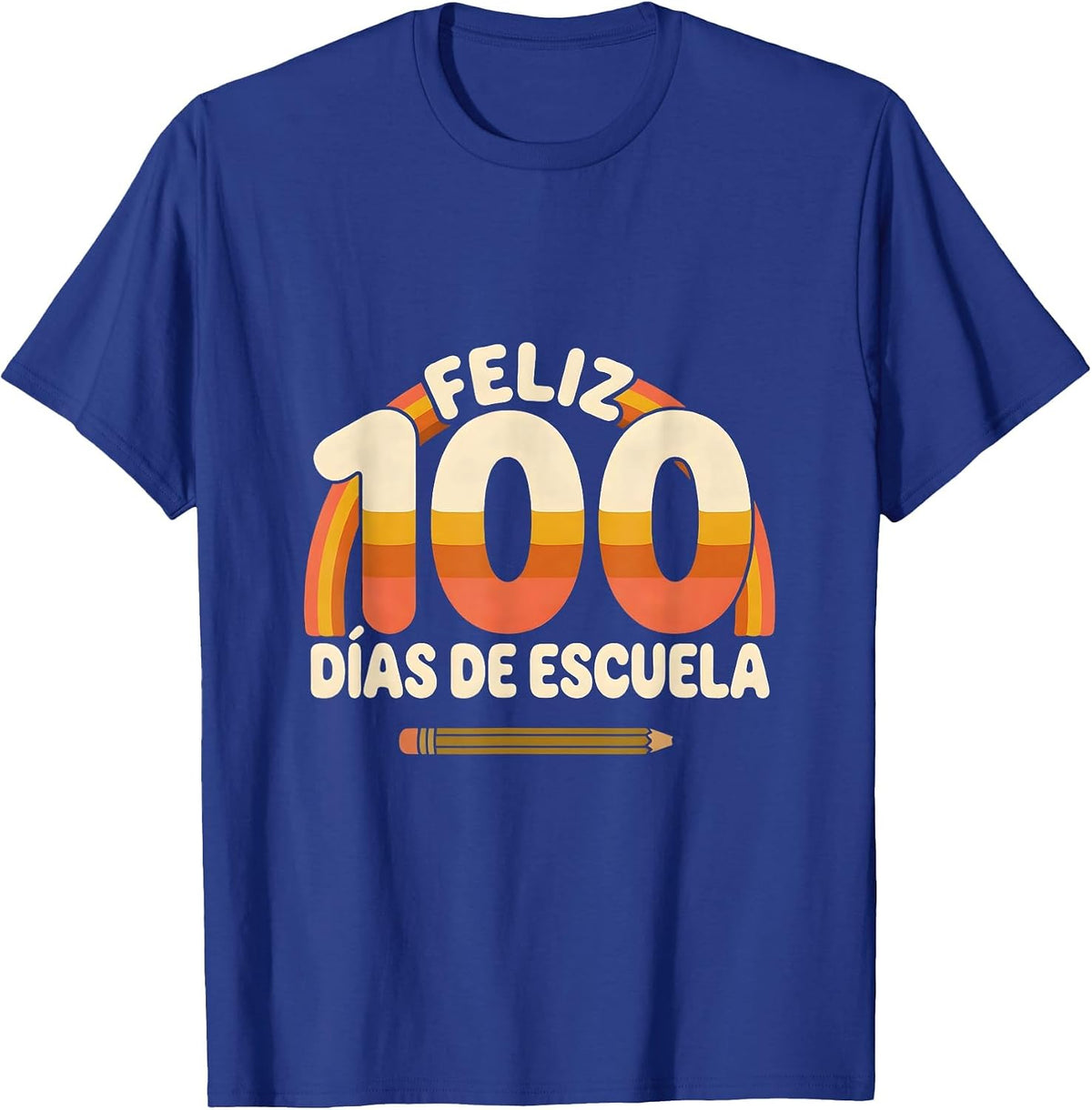 Feliz 100 días de escuela Retro 70s Spanish Teacher 100th T-Shirt - Royal Blue