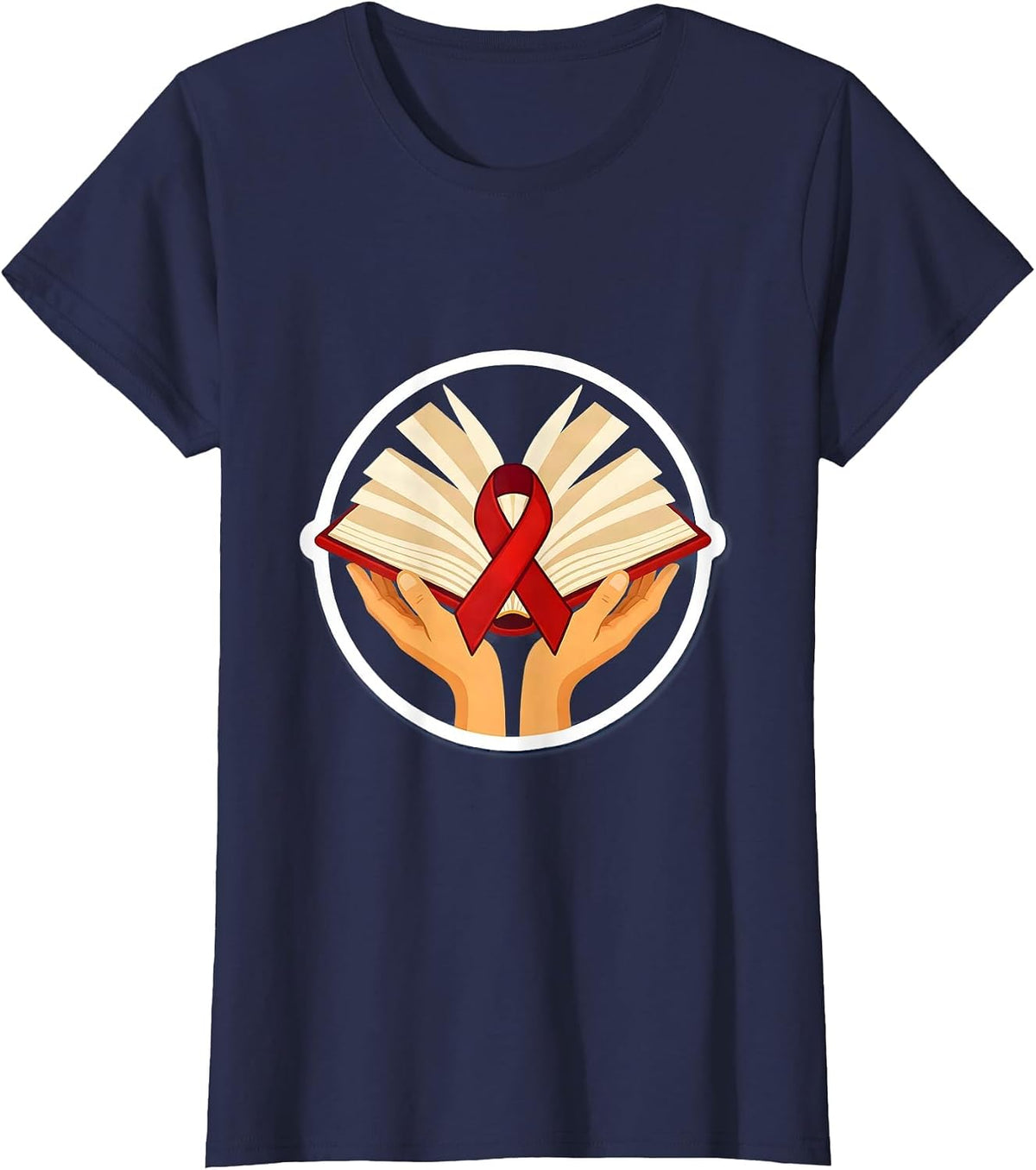 Women's Dyslexia Awareness Glowing Book Illustration T-Shirt - Navy Blue
