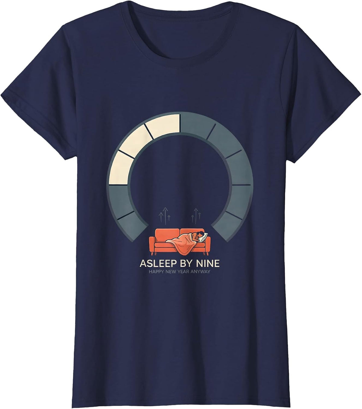 Women's Asleep By Nine Happy New Year Anyway Family Matching Cozy T-Shirt - Navy Blue