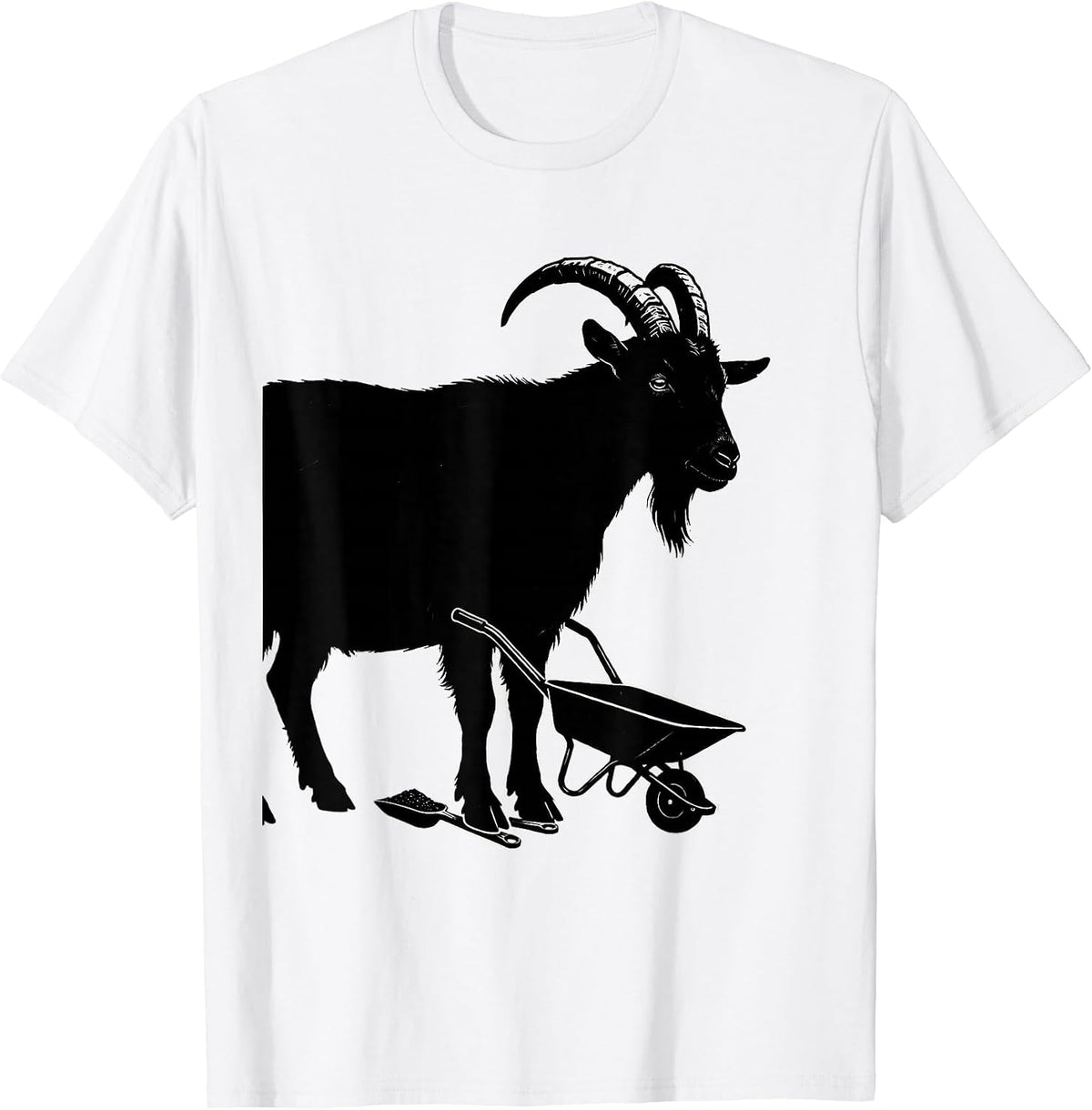 Men's Oversized Goat Wheelbarrow Farmer Goat Owner Humor T-Shirt - White