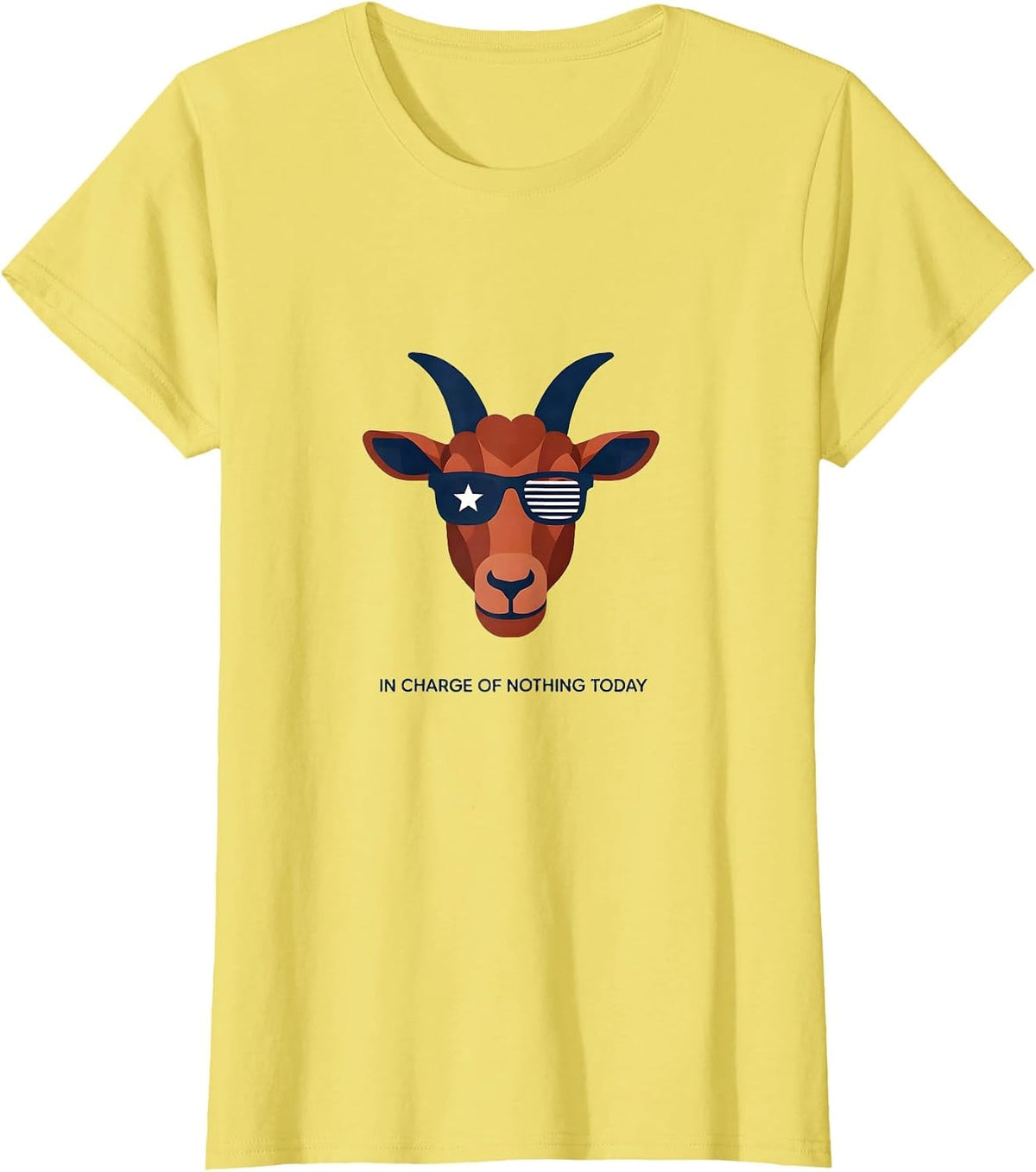 In Charge of Nothing Today Funny Goat Sunglasses Animal T-Shirt - Lemon Yellow