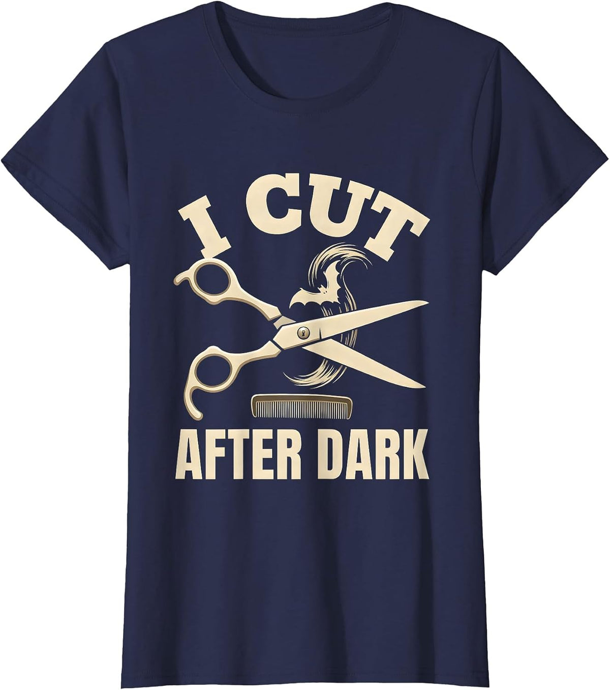 Women's I Cut After Dark Silly Skeleton Halloween Hairstylist Barber T-Shirt - Navy Blue