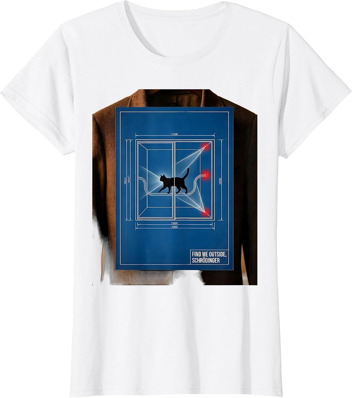 Find Me Outside, Schrödinger Quantum Physics Humor Science T-Shirt - White