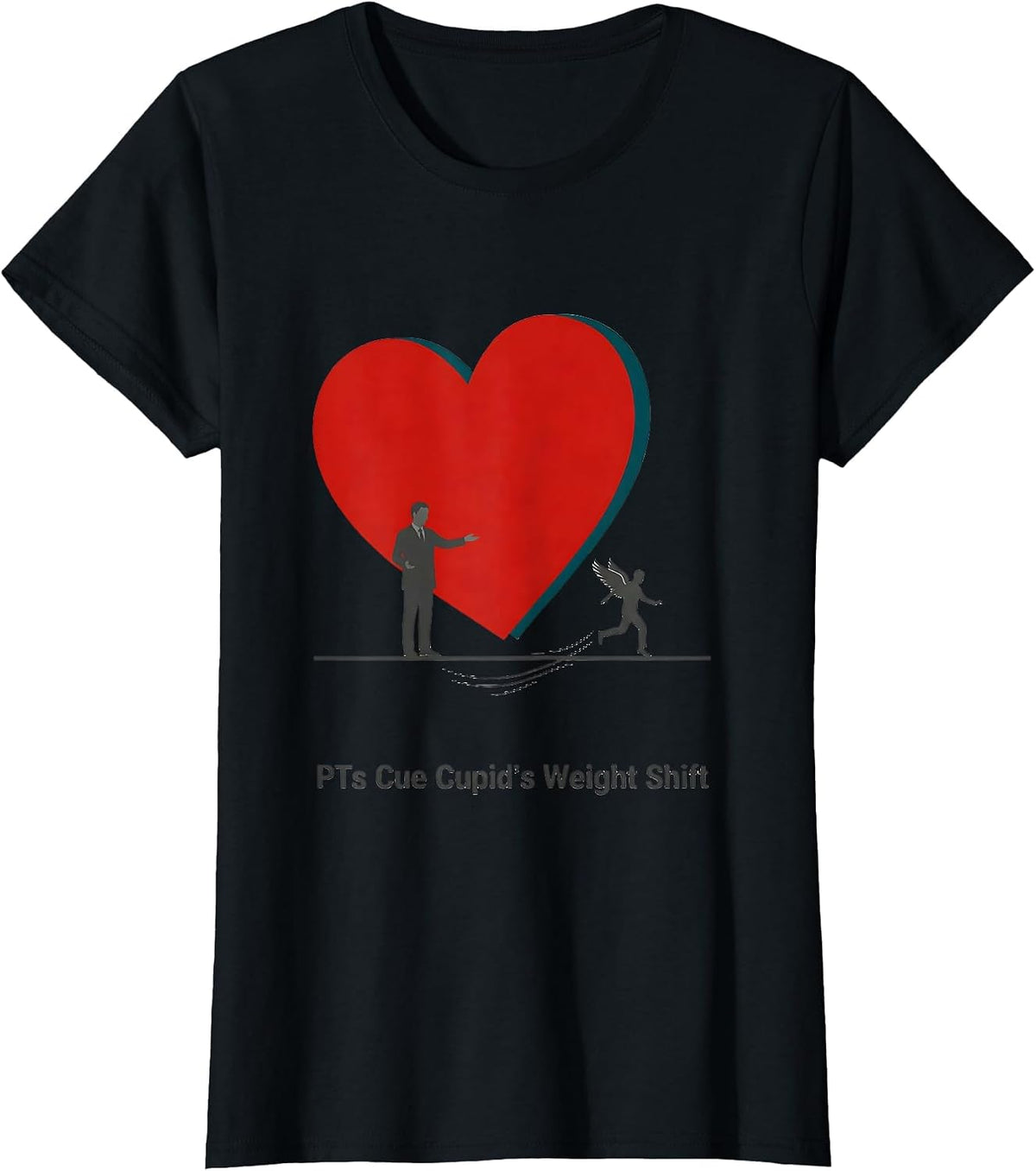 PTs Cue Cupid's Weight Shift Funny Physical Therapist T-Shirt - Black