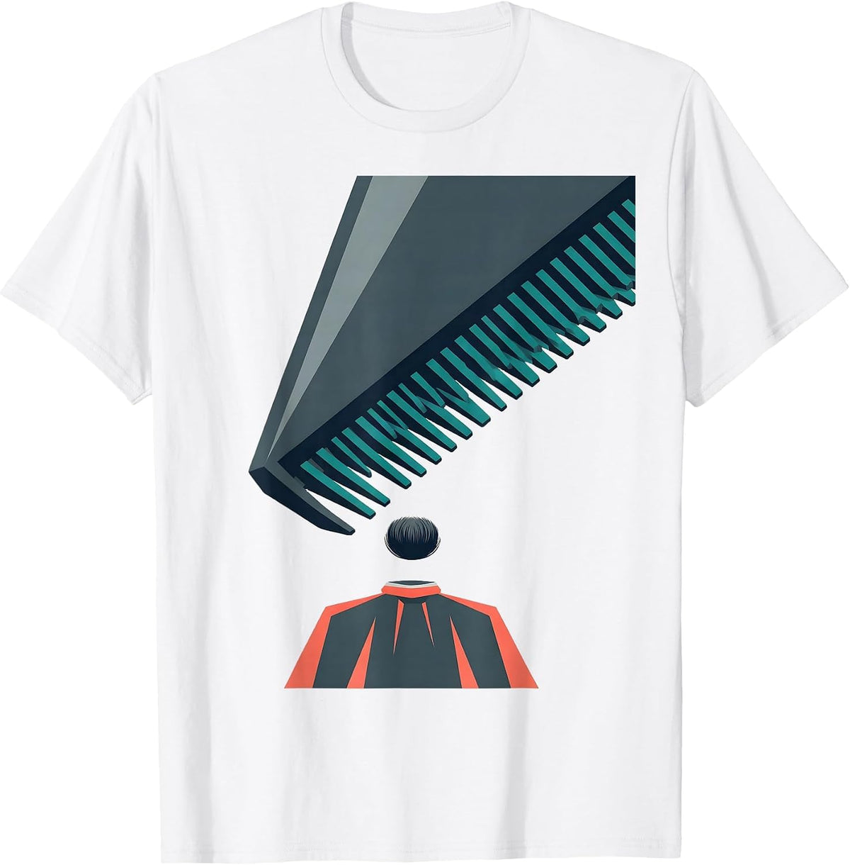 Men's Oversized Geometric Clipper Barber Humor T-Shirt - White