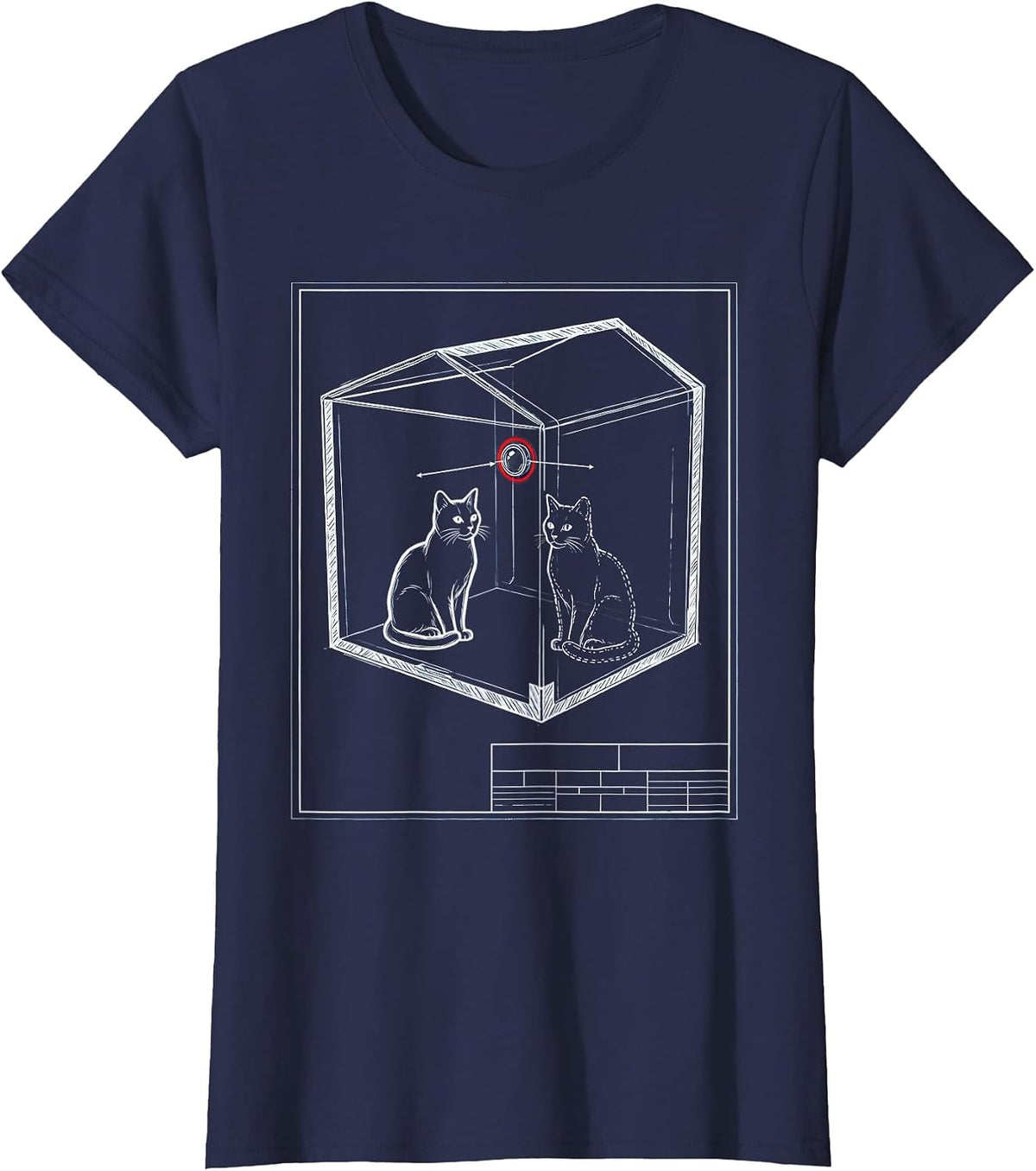 Women's Schrödingers Cat Quantum Physics Humor Science Enthusiast T-Shirt - Navy Blue