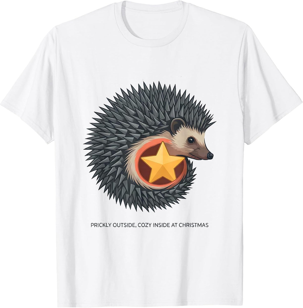 Men's Prickly Outside, Cozy Inside At Christmas Cute Hedgehog T-Shirt - White