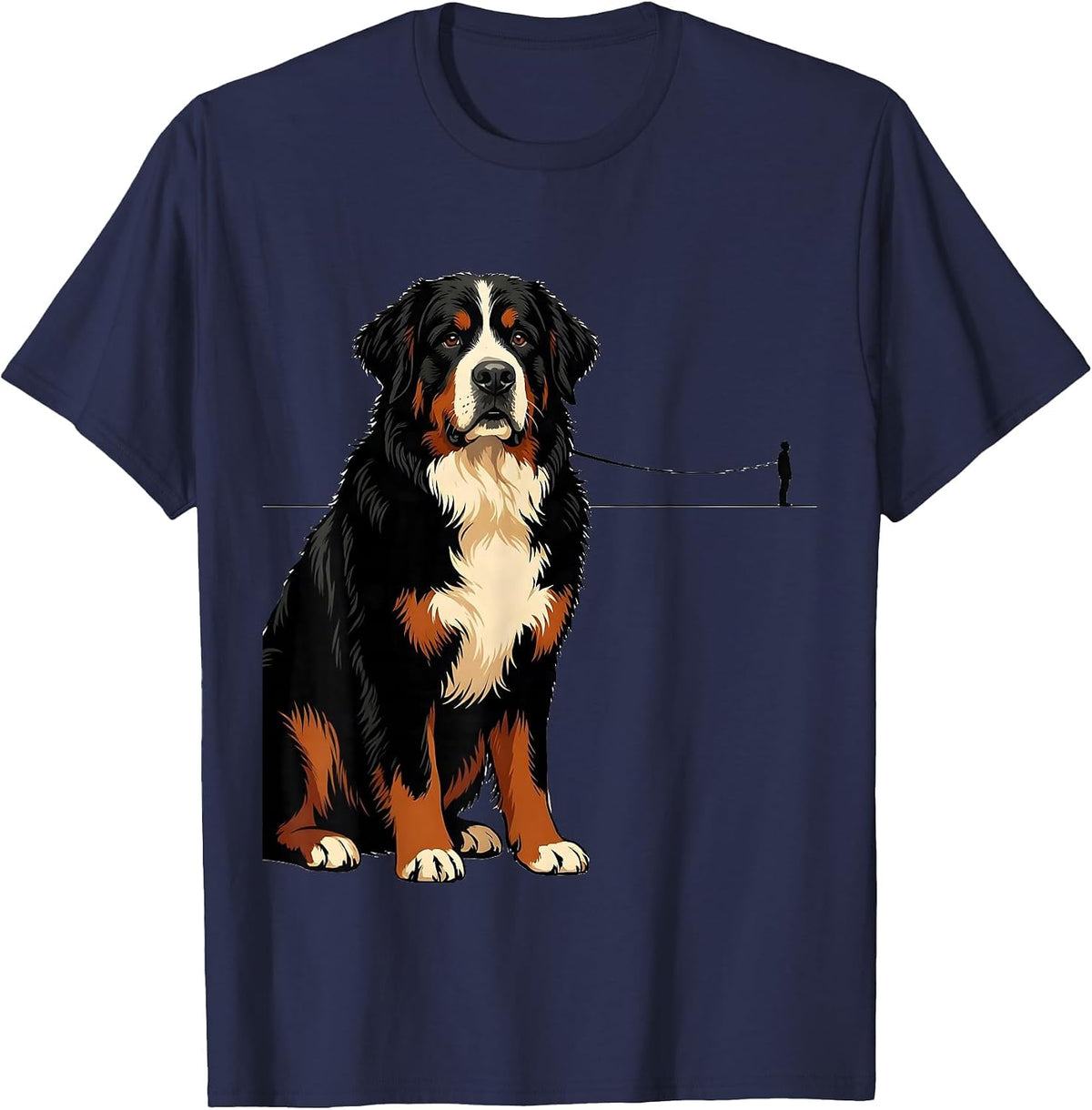 Bernese Mountain Dog Editorial Conceptual Dog Lover Art T-Shirt - Navy Blue