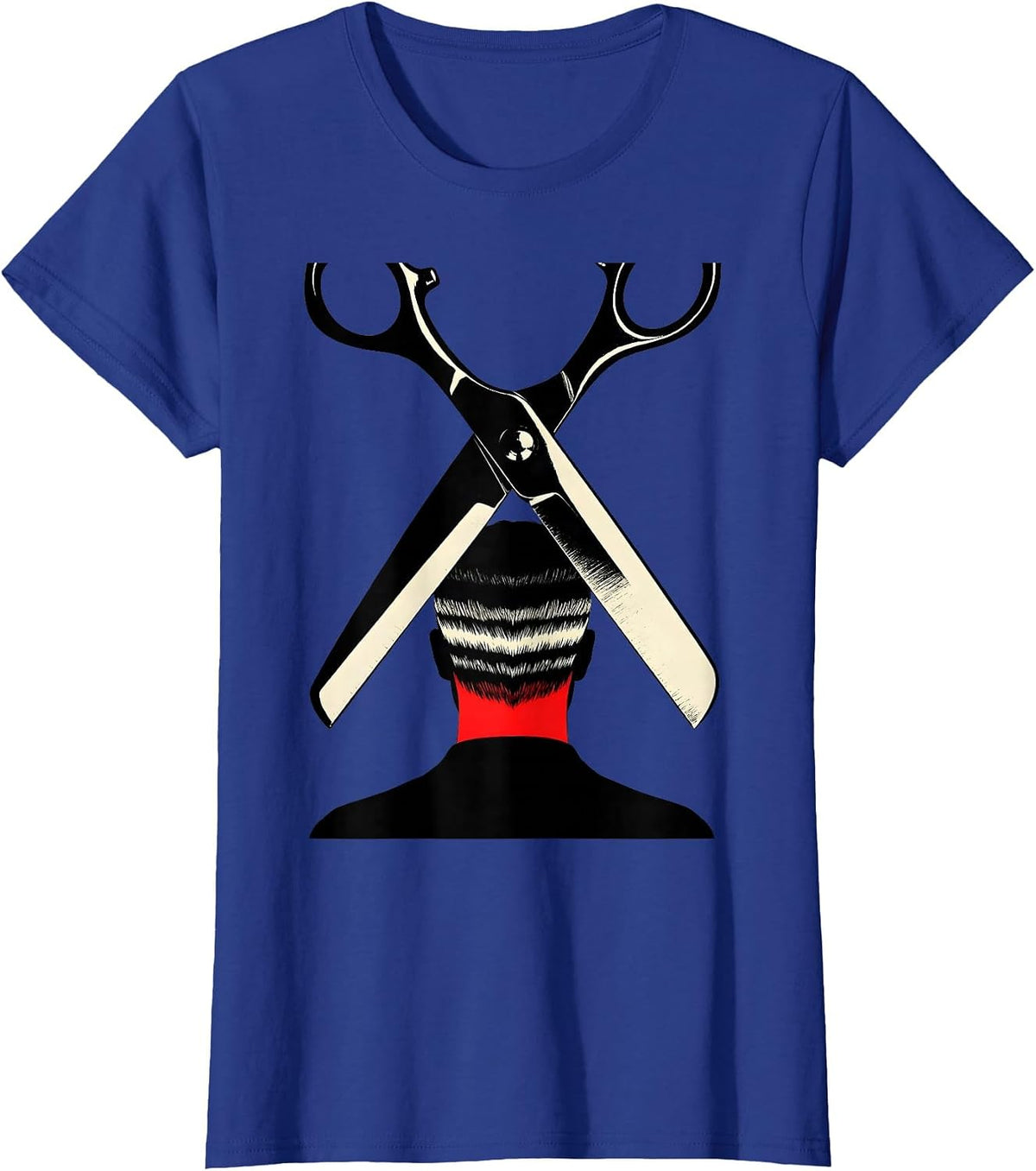 Women's Barber Scissors Silhouette Vintage Hairdresser Christmas T-Shirt - Royal Blue