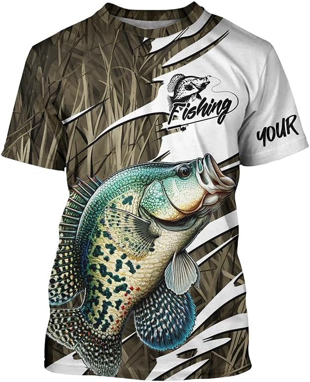 Crappie Fishing Custom Camo Long Sleeve Fishing Shirts, Crappie Fishing Tournament Apparel - T-shirt Upf