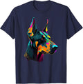 Doberman Lovers Pop Art Dobie Design Cute Doberman T-Shirt - Navy Blue
