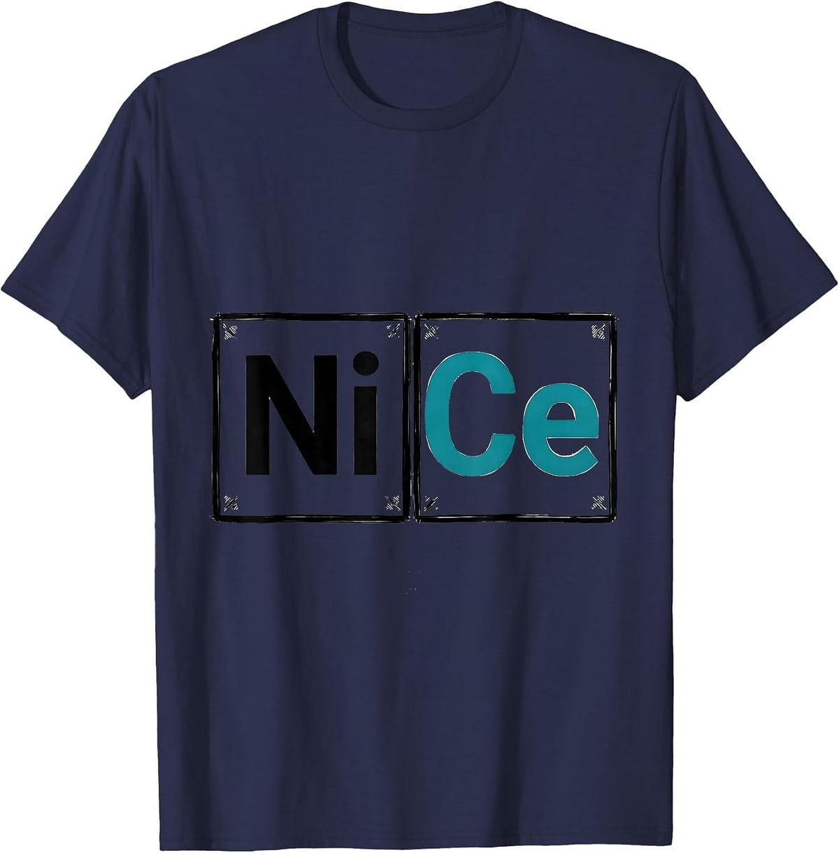 Men's NiCe Funny Science Element Periodic Table Chemistry Humor T-Shirt - Navy Blue