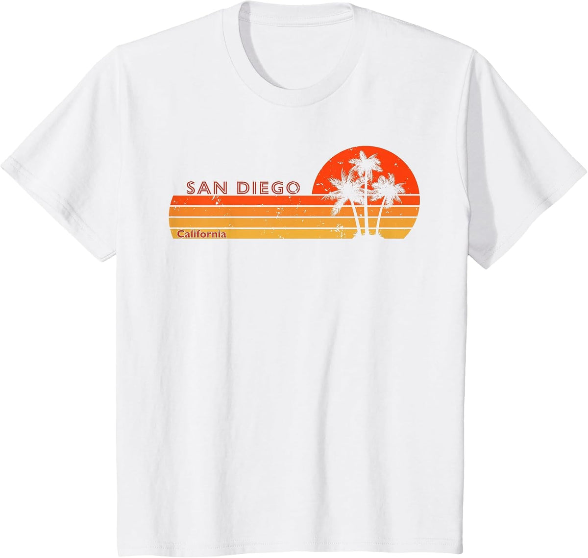 San Diego California Retro Vintage Sunset T-Shirt - White