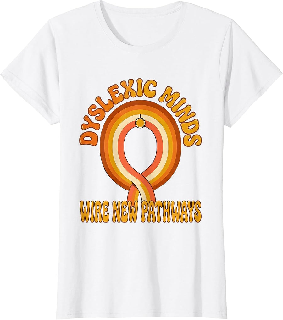 Women's Dyslexic Minds Wire New Pathways Retro Dyslexia Teacher T-Shirt - White