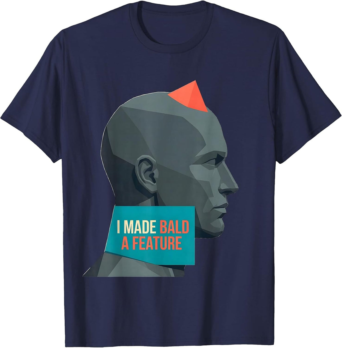 Men's I Made Bald A Feature Funny Bald Men Barber Humor T-Shirt - Navy Blue