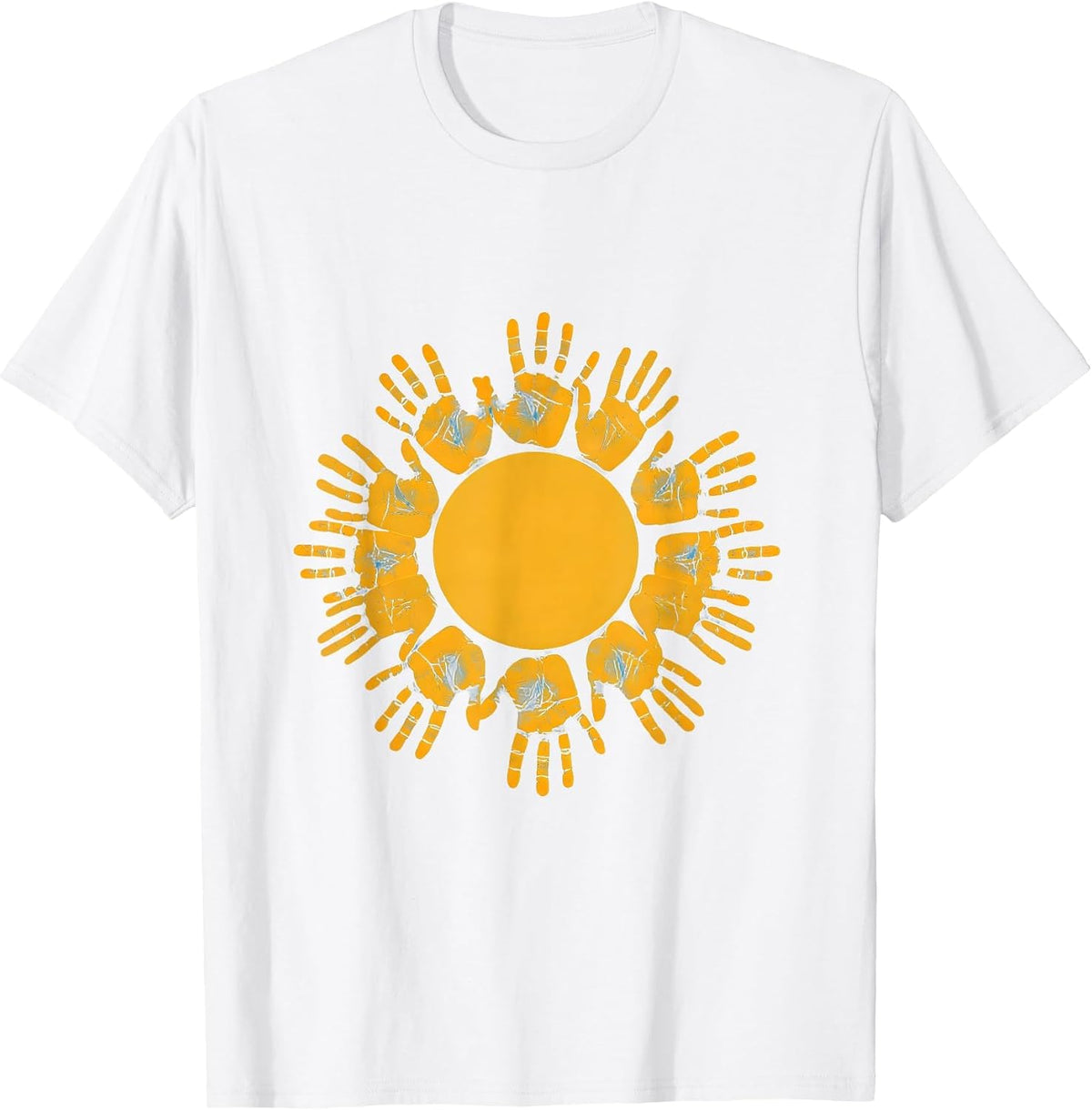 Men's 4th Grade Teacher Handprint Sun Illustration T-Shirt - White