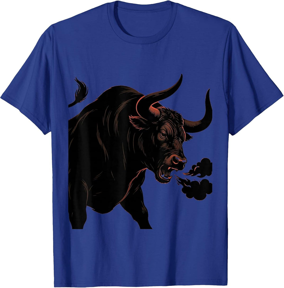 Men's Fierce Rodeo Bull Snorting Flared Nostrils Design T-Shirt - Royal Blue