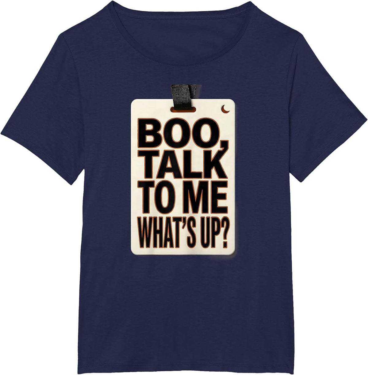 Women's Boo Talk To Me What's Up Funny Halloween School Counselor T-Shirt - Navy Blue