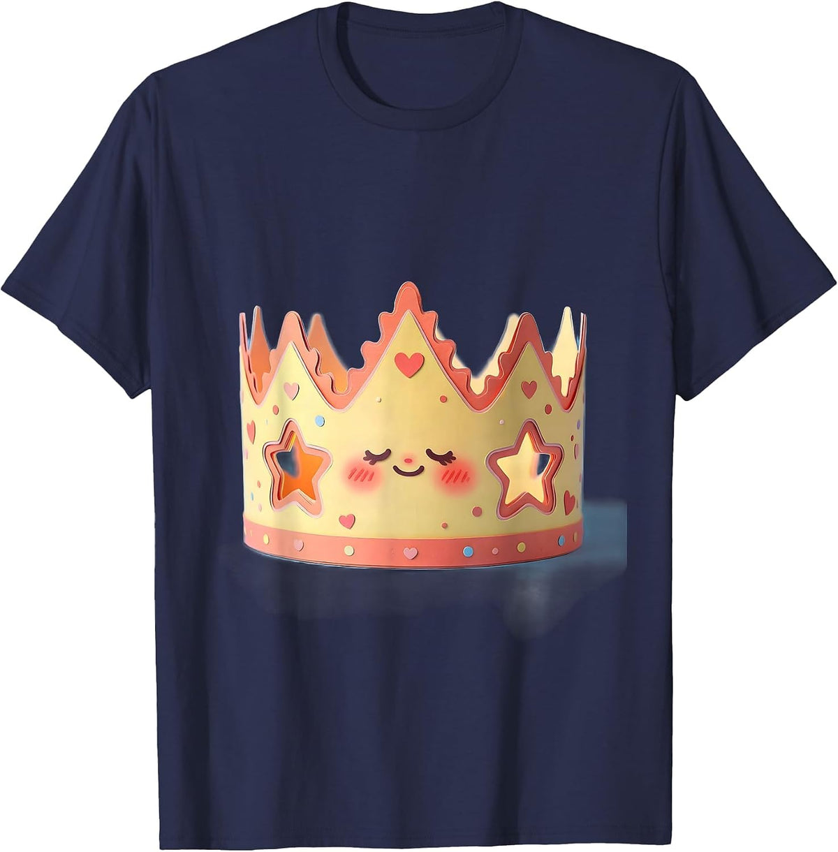 4th Grade Teacher Construction Paper Crown T-Shirt - Navy Blue