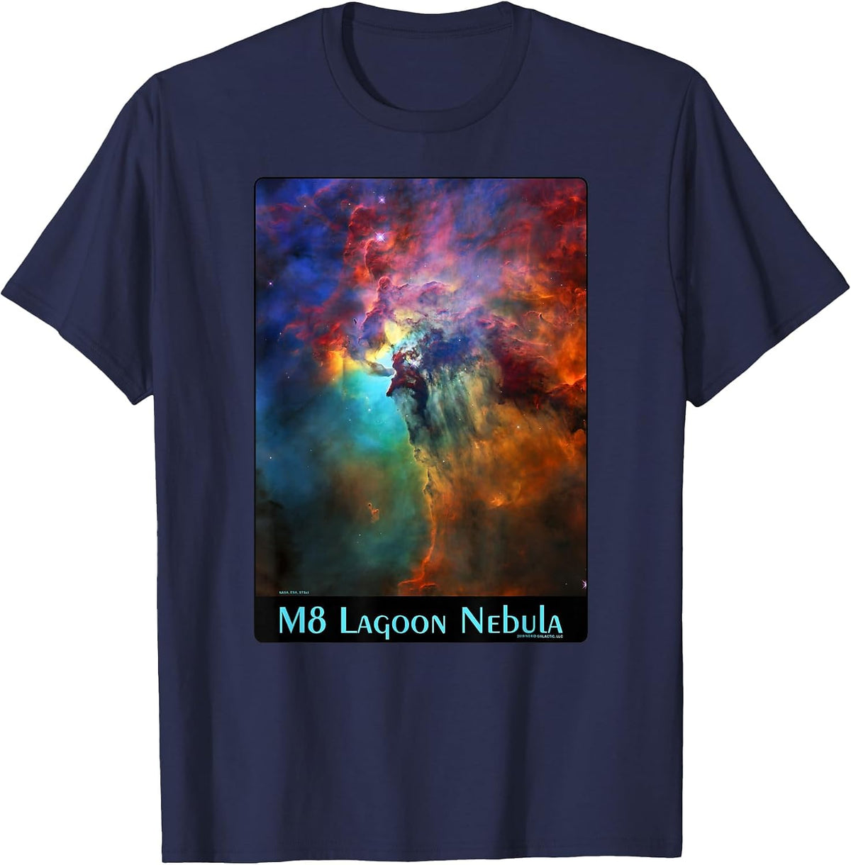 M8 Lagoon Nebula Messier Object 8 Space Astronomy Science T-Shirt - Navy Blue