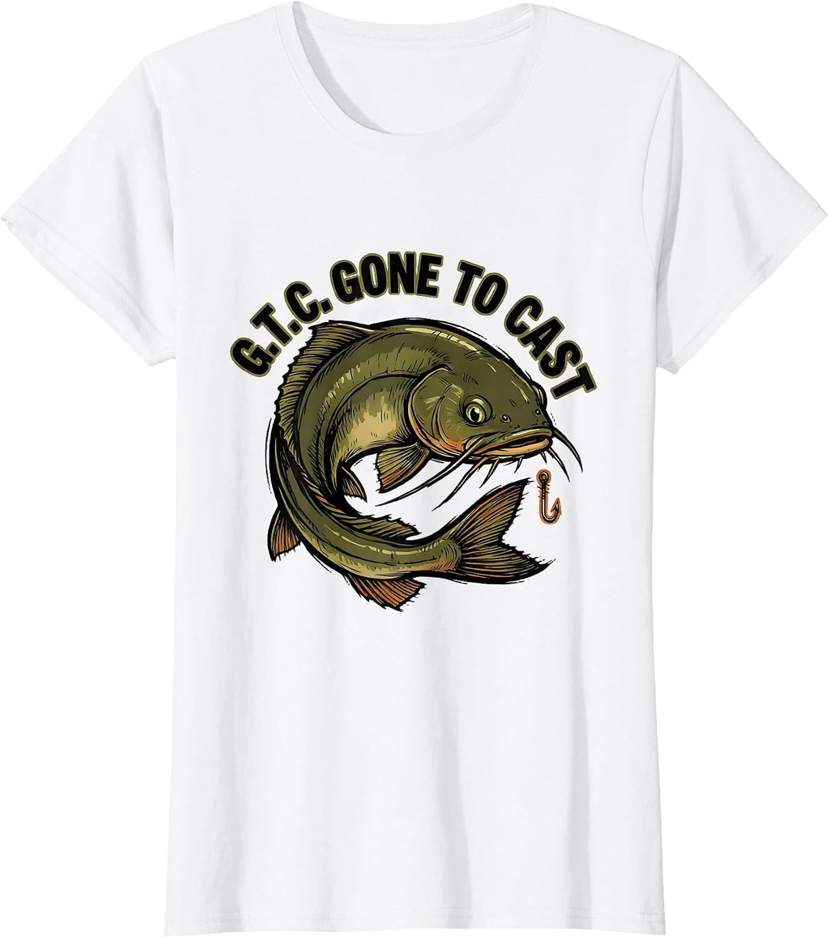 Women's G.T.C. Gone To Cast Funny Fishing Humor Angler Gift T-Shirt - White