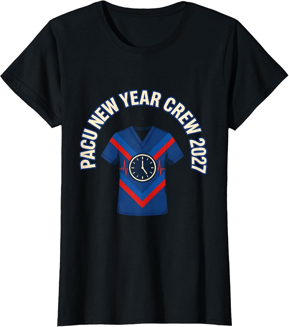 Women's PACU New Year Crew 2027 Humor Nurse Squad New Years Eve T-Shirt - Black