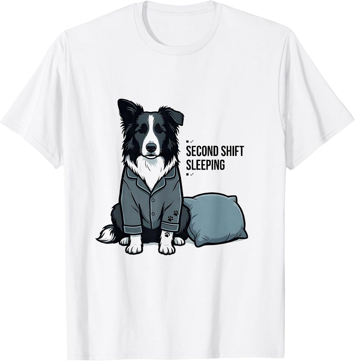 Men's Second Shift Sleeping Minimalist Border Collie Pajama T-Shirt - White