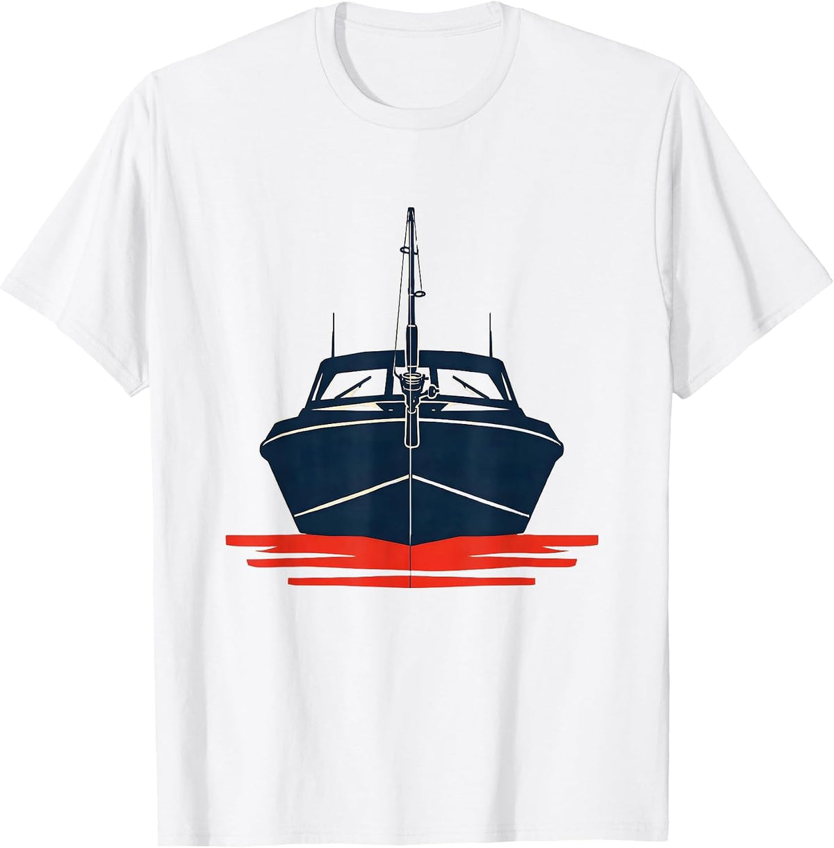 Men's Bass Boat Cross Stencil Christian Fishing Humor T-Shirt - White