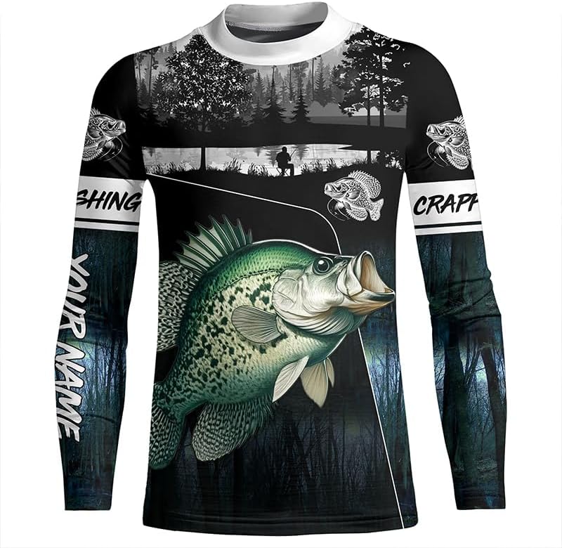 Crappie Fishing Blue camo Jerseys Custom Long Sleeve Fishing Shirt uv Protection, Fishing Gifts - Kid Long Sleeves Upf