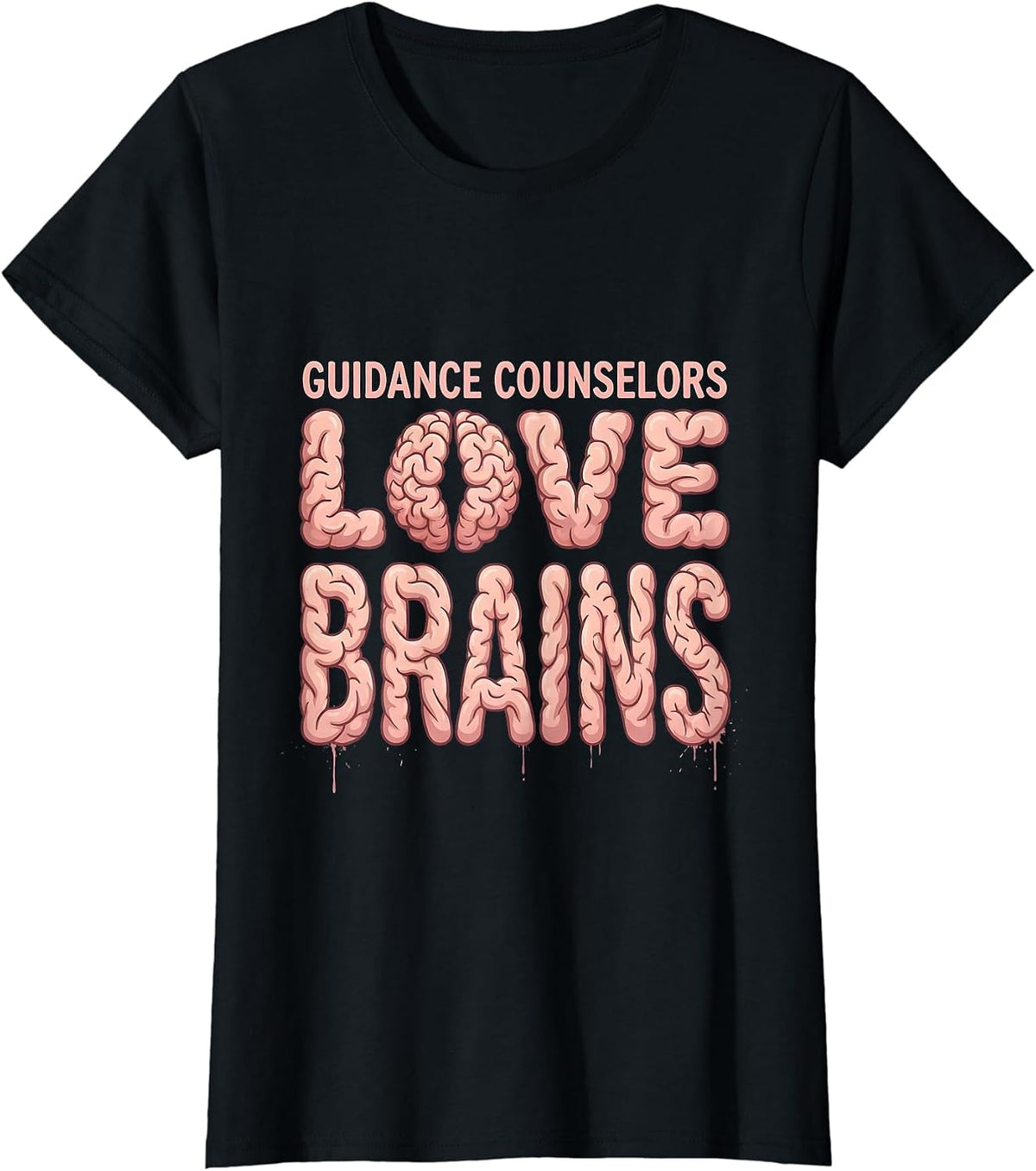 Women's Guidance Counselors Love Brains Funny Teacher Halloween T-Shirt - Black