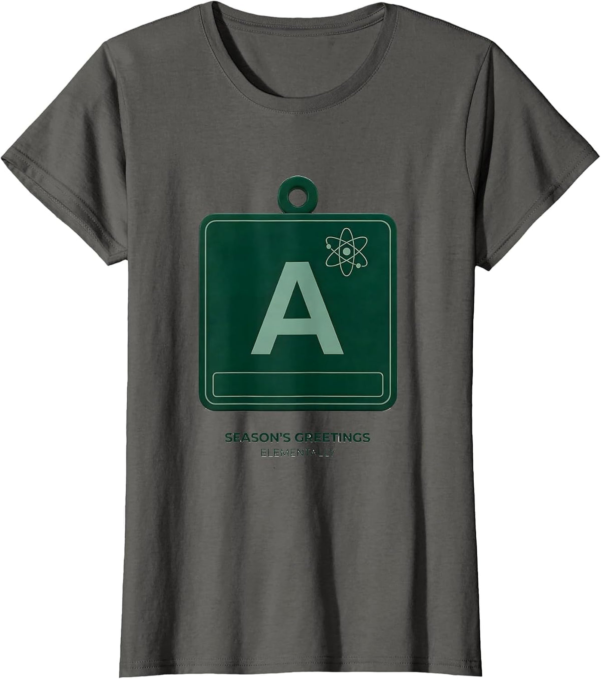 Women's Season's Greetings Elementally Funny Chemistry Nerd Humor T-Shirt - Asphalt Grey