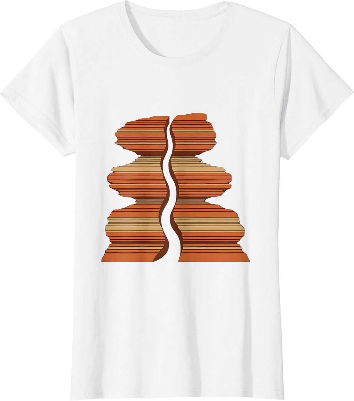 River Canyon Geological Layers Graphic Design T-Shirt - White