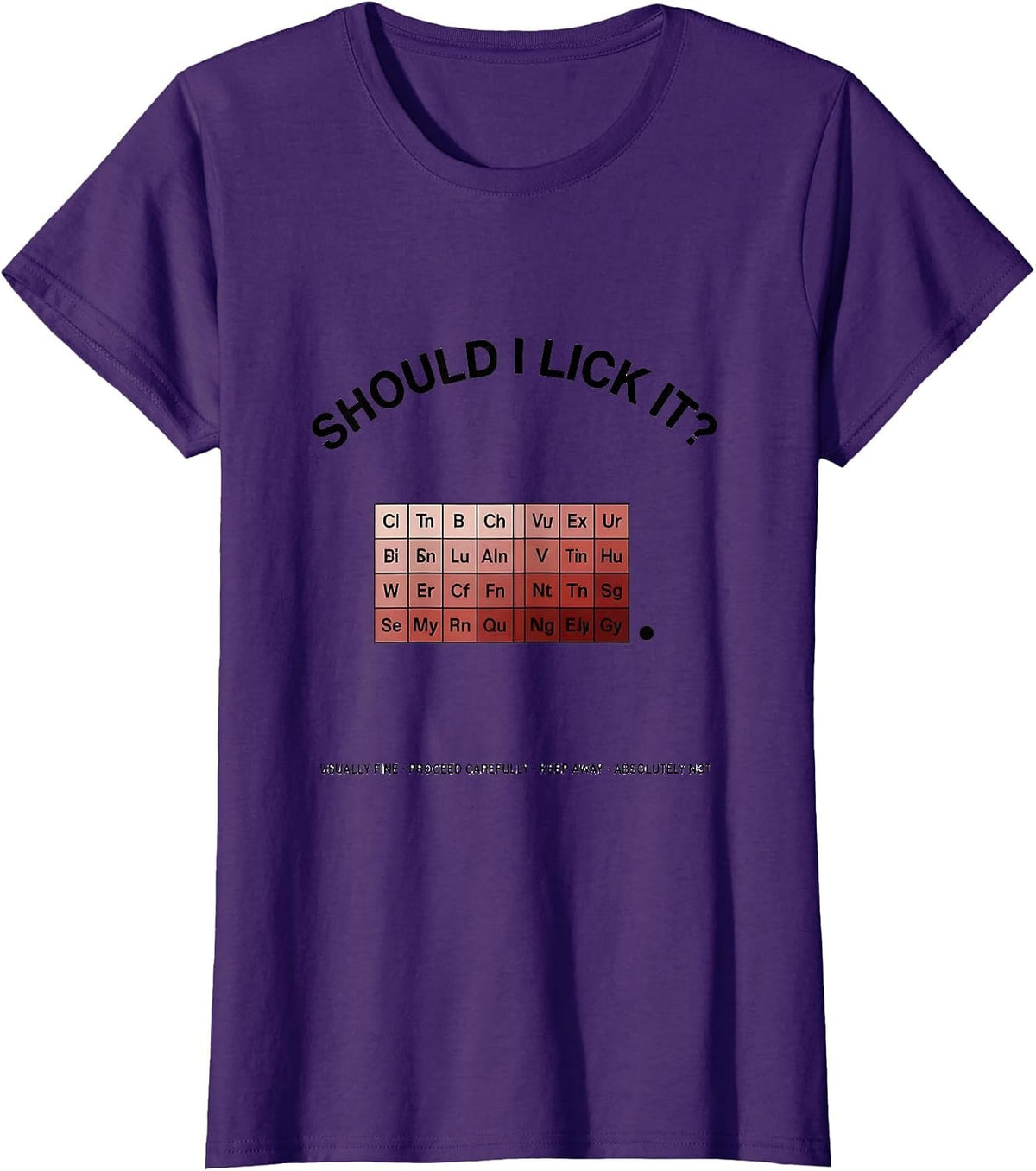 Women's Should I Lick It Periodic Table Funny Science Teacher T-Shirt - Purple