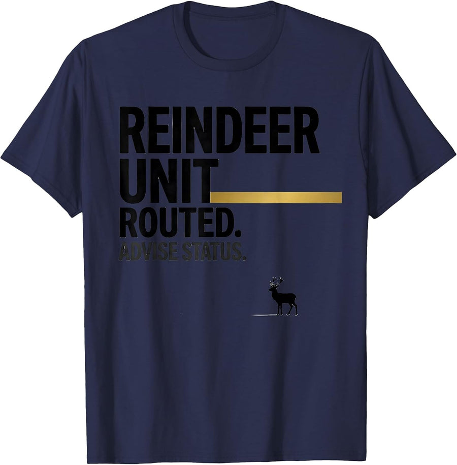 Reindeer Unit Routed Advise Status Funny 911 Dispatcher T-Shirt - Navy Blue